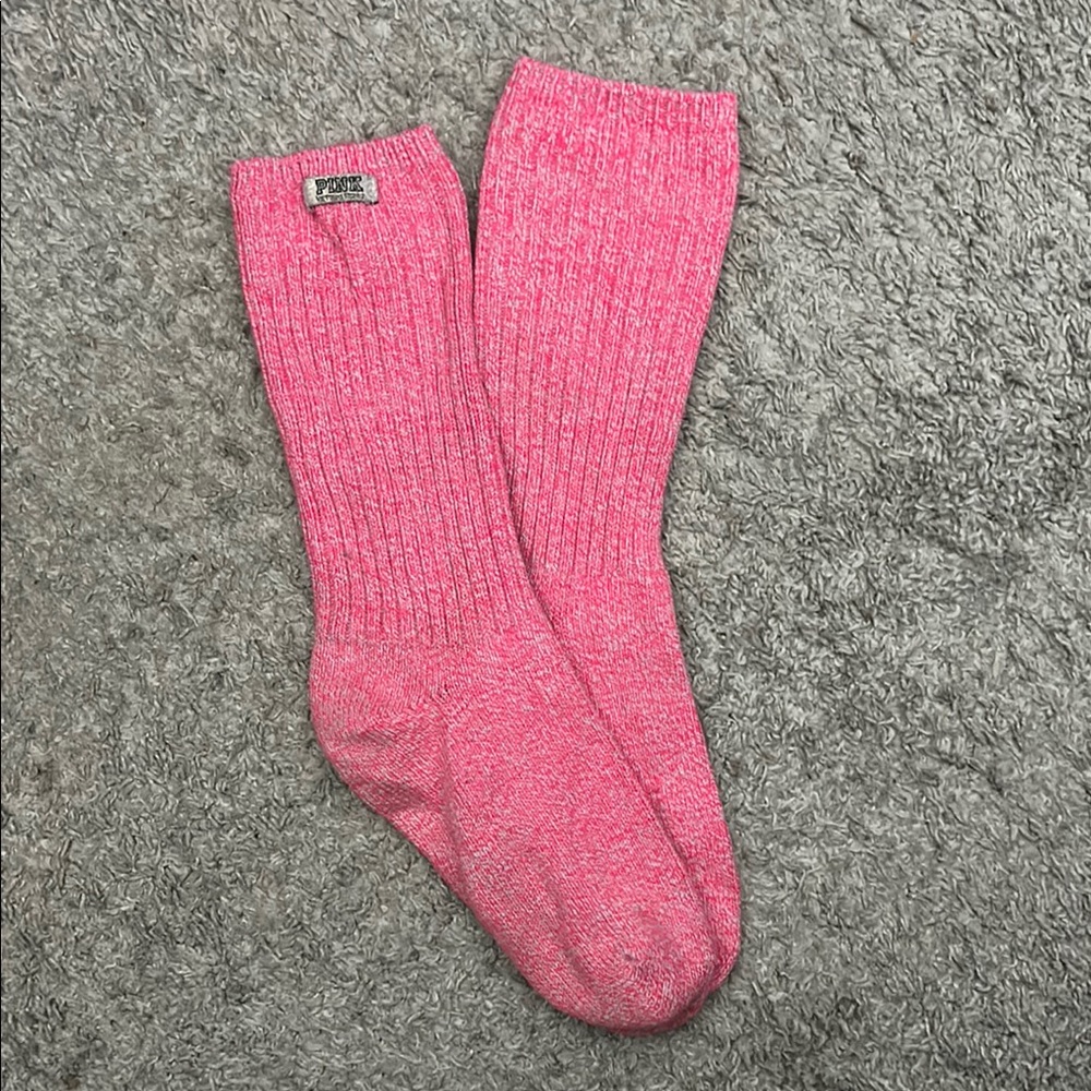 PINK Victoria's Secret Cozy Pink Casual Crew Socks